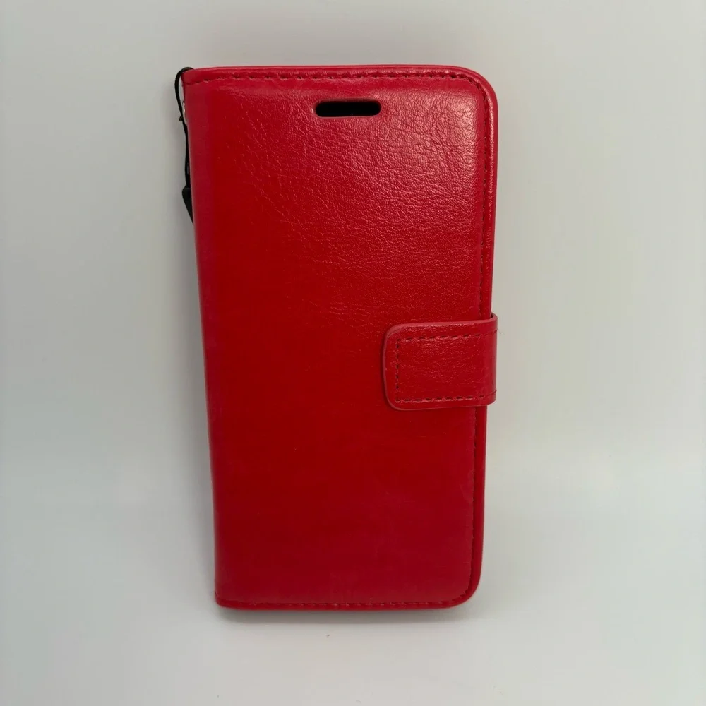 Iphone X Red Leather case With Small Strap, Mini Wallet (New)
